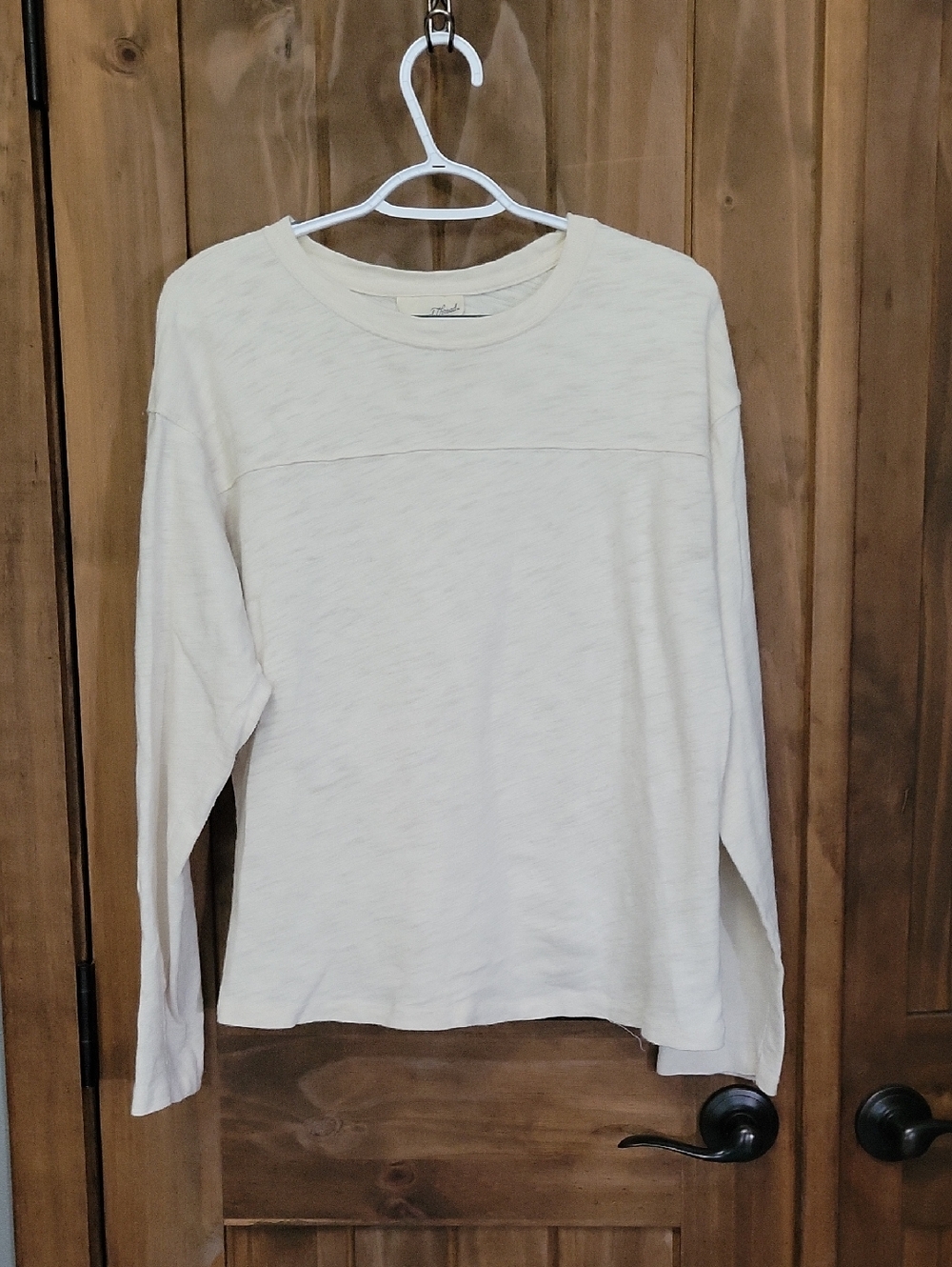 Cream Long Sleeve Crewneck Top